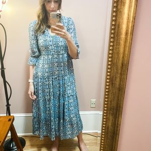 Elan Aztec Print Tiered Maxi Dress NWT